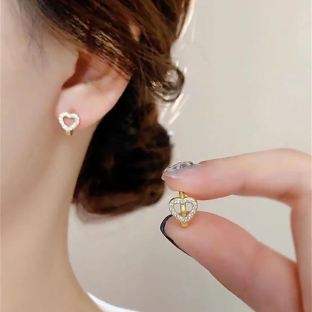 SLUYNZ Sterling Silver Love Heart Huggie Earrings for Women Teens CZ Love Heart Hoop Earrings for Valentines Day