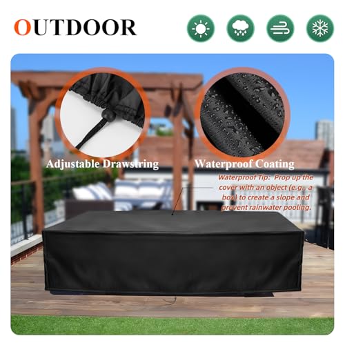 【2025 Upgraded Fabric】Saking Pool Table Cover, 6/7/8/9 Ft Heavy Duty Billiard Table Cover Indoor & Outdoor, Waterproof & Tearproof, 113" L x 61" W x 32" H, (9 Feet, Black) - Image 3