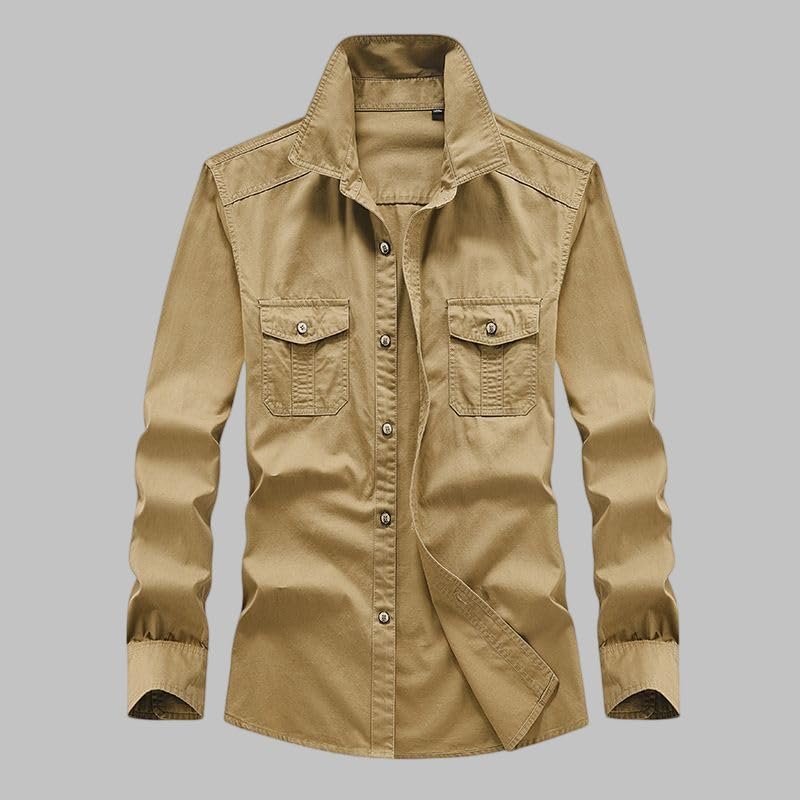 Chemise décontractée en coton supérieur avec col rabattable - 4