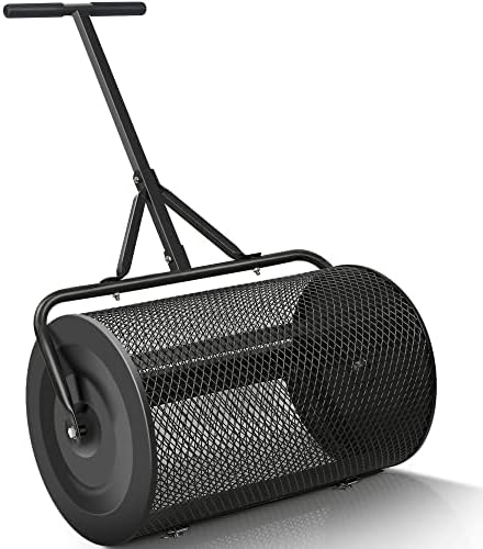 24In Compost & Peat Moss Spreader, Upgraded Heavy Duty Metal Mesh Lawn and Garden Spreader Compost Spreader for Lawn and Garden Care
