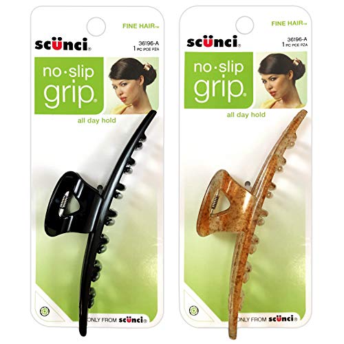 Scunci No-Slip Grip Jaw Clip For Thick Hair, Assorted Colors (Pack of 2)