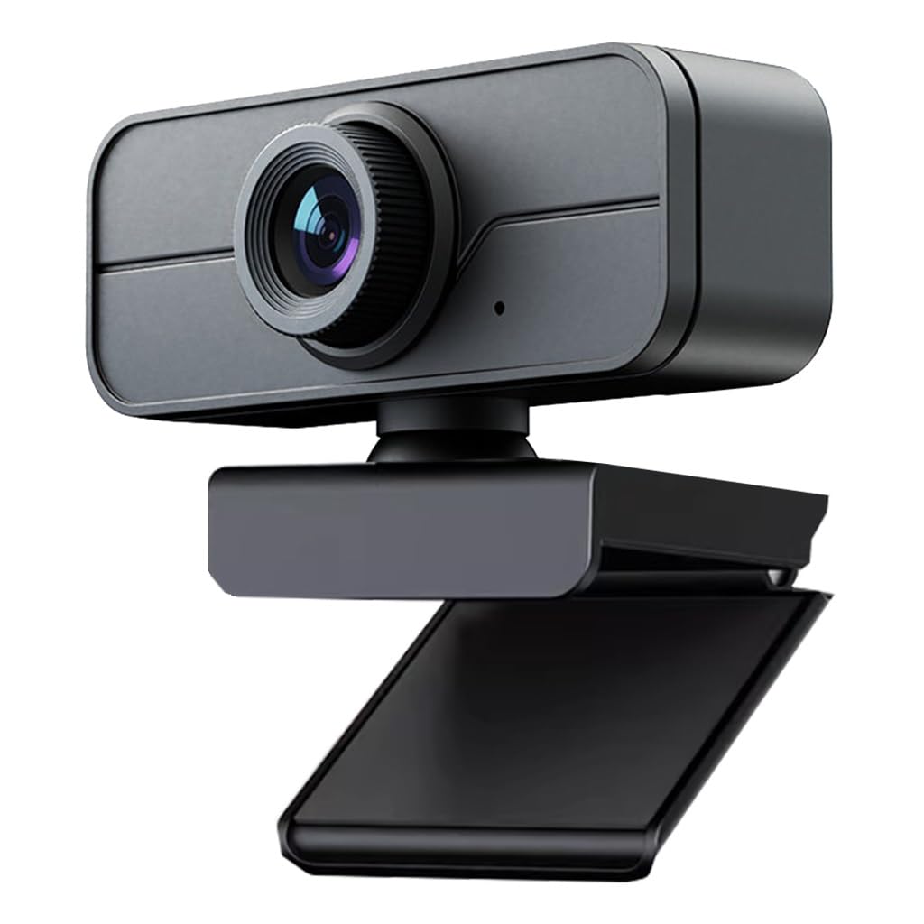 GIZNXBA Webcam Full HD 1080P, Cancelación De Ruido, Cubierta De Privacidad, Lente Gran Angular, Corrección Automática De La Luz, Webcam USB Plug & Play para Ordenador Portátil
