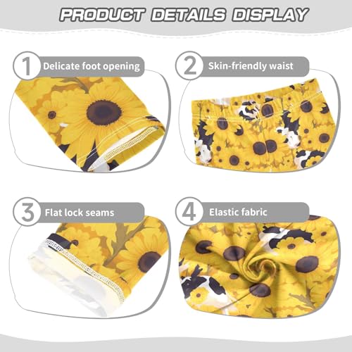 KLL Black White Cow Print Sunflowers Toddler Girls Cotton Pants Soft High Waisted Leg Yoga Pants Sports3