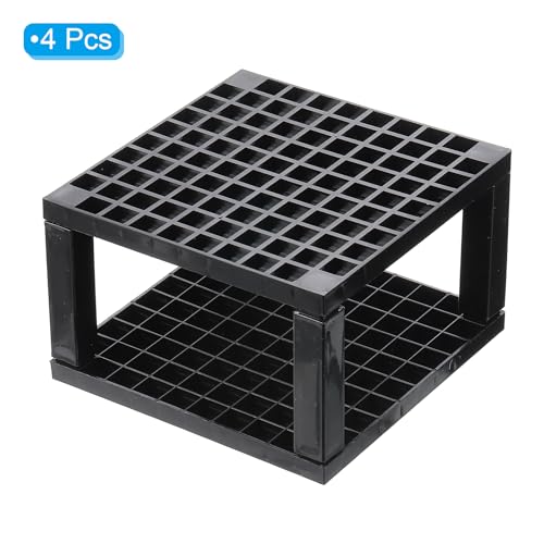 Image of PATIKIL 4pcs Black Plastic Paint Brush Storage Organizer, 96 Holes, Square, Minimalist, Artist Desk Makeup Pencil Holder
