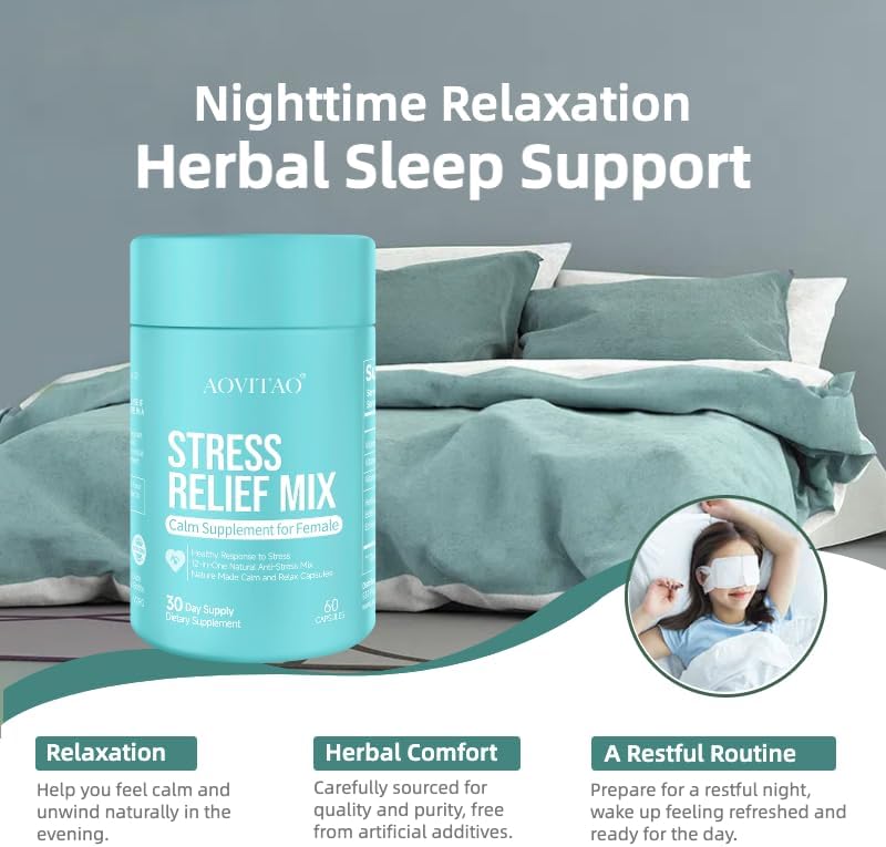 Miniatura 2 de AOVITAO GABA Suplemento para aliviar el estrés, píldora tranquila para la ansiedad, nerviosismo, irritabilidad, fatiga, examen, entrevista, seminario