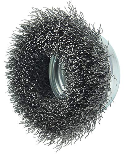 Image of Weiler 36231 Wolverine 3 inch Crimped Wire Cup Brush, 0.014 inch Steel Fill, 5 /8 inch-11 UNC Nut, Made in The USA