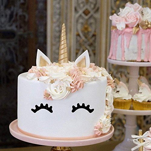 Small Size Unicorn Cake Topper Decoration Molds Set- Moldfun 3D Horn Ears Eyelashes Silicone Mould For Fondant Chocolate Gum Paste Candle Polymer Paper Clay, Perfect For Birthday Decorating #TOP5