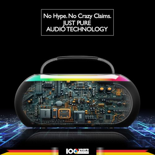 Image of Blaupunkt ATOMIK Kolors 35W Party Speaker Boombox | Powerful Loud & Clear Sound | EFF Voice Changer Wireless Karaoke Mic | Portable Carry Handle | Perfect Outdoor Sound Partner for Travel & Parties