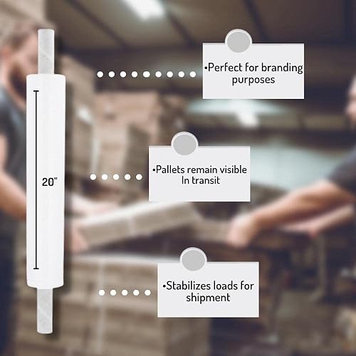 Vista 16 de PSBM - Rollo de película elástica roja con asas de núcleo extendido, 1 paquete, 20 pulgadas x 1000 pies, calibre 80, rollos de película elástica a