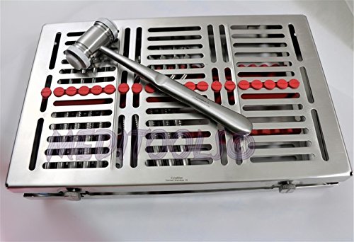 New German Grade Osteotomes Set (10 pcs) Color Coded with sterlization Cassette Adjustable Screw Straight Off Set Convex TIP for Dental Implantologists, Bone Spreading, Sinus Lift + Free Mallet