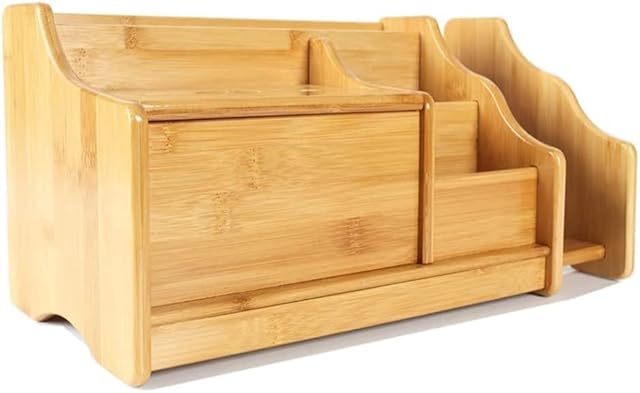 Catekro Large Capacity Desk Supplies Organisers Desk Storage Box Pen Holder/Bookcase Wood, 30.5 * 18.5 * 18cm