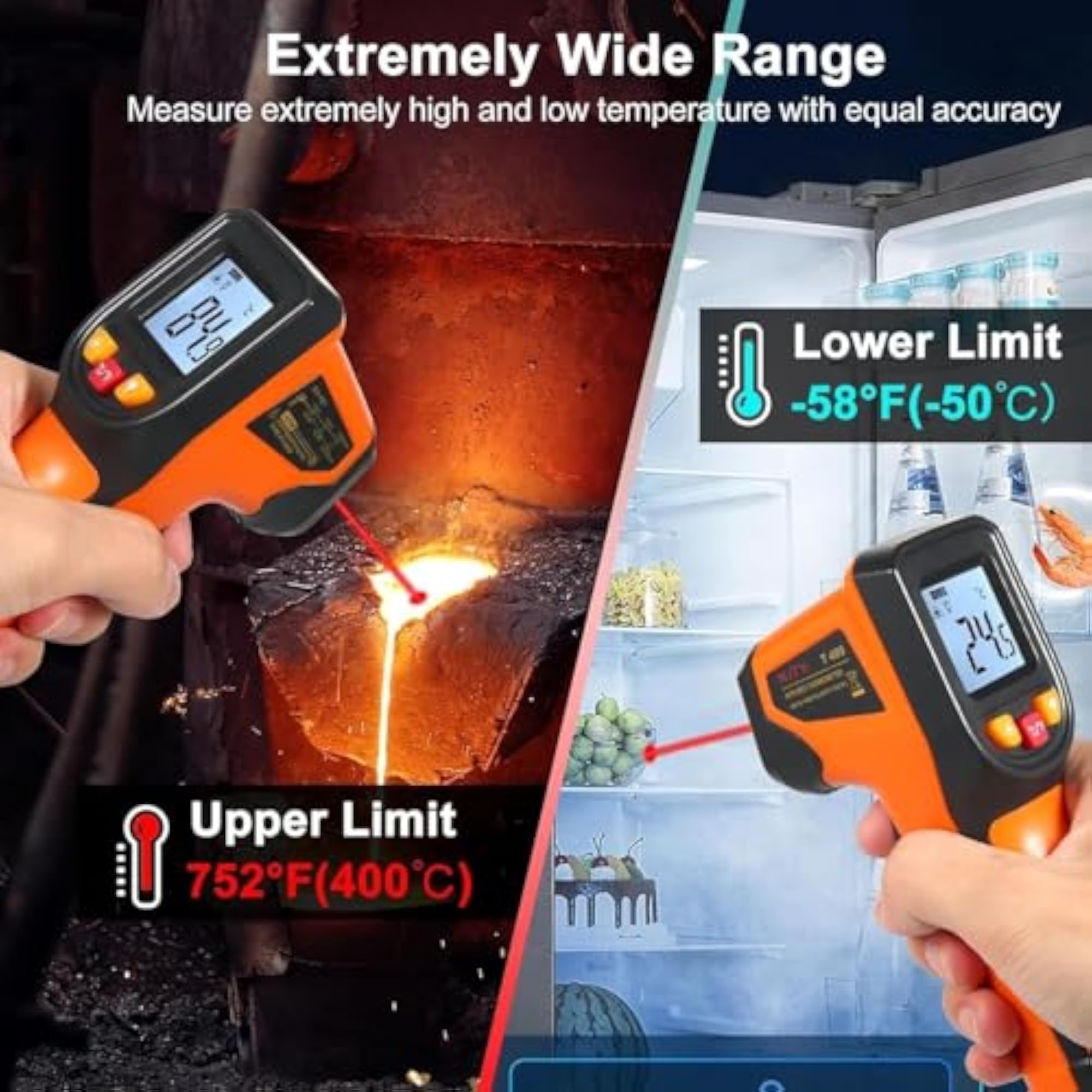 Digital Industrial Infrared Gun, Non-Contact Laser Meter