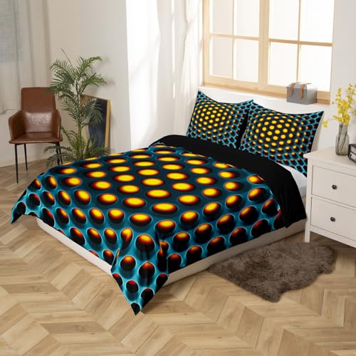 Housse de couette géométrique stéréoscopique à motif trou effet néon - 4