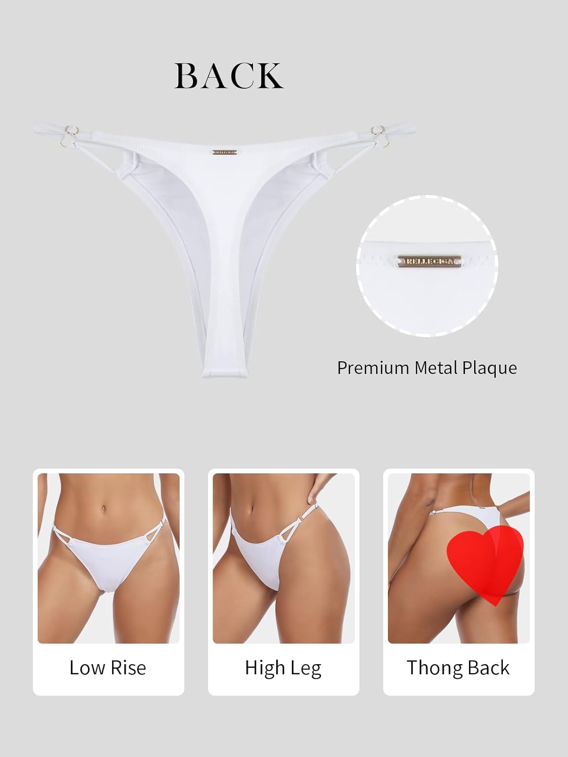RELLECIGA Women’s Low Rise Sexy Thong Bikini Bottom Adjustable High Leg Swimsuit Bottoms - Image 3