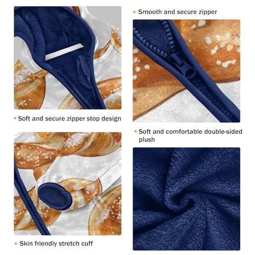 Bavarian Pretzel Girls Fleece Jacket Girls Fall Jacket Girls Zip Up Hoodie Girls Sherpa Jacket 2-10T3