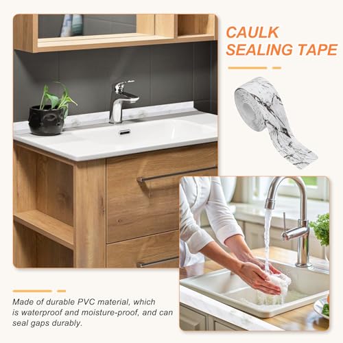 Image of PATIKIL Caulk Tape Waterproof Self Adhesive, PVC Toilet Caulking Sealant Strip Bathtub Caulk Sealing Strip Tape for Bathroom Kitchen Countertop, Ink Stone Pattern (1.5 Inch x 16.4 Ft)
