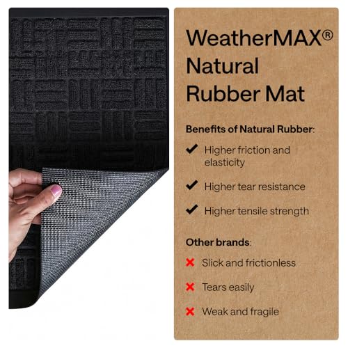 Image of GORILLA GRIP 100% Waterproof All-Season WeatherMAX Doormat, 60x24, US Designed Natural Rubber, Stain and Fade Resistant, Low Profile Indoor Outdoor Door Mats, Easy Clean Patio Mat, Midnight Maze