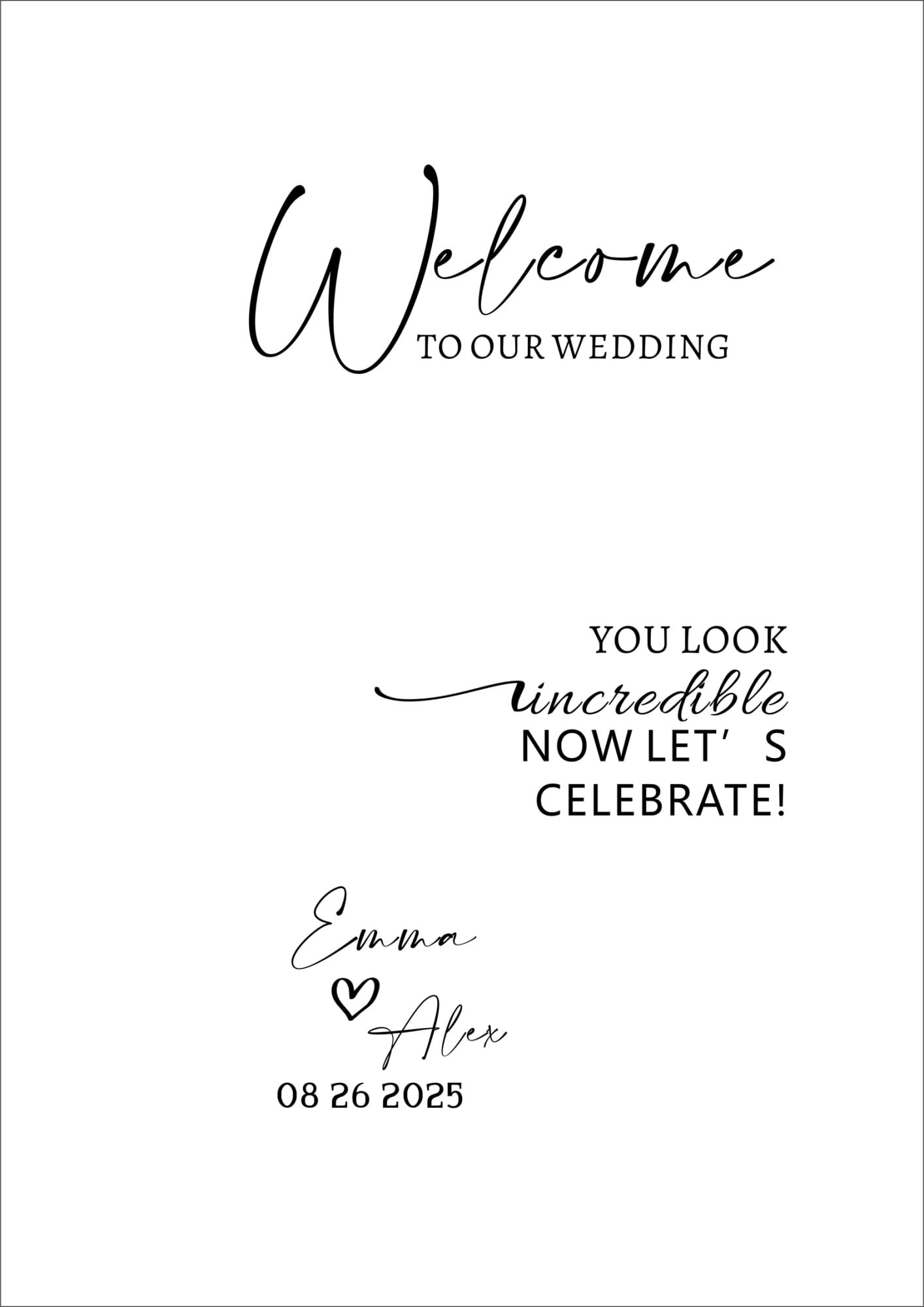 Hochzeits Willkommensschilder - Selbstklebend Für Spiegel & Dekoration