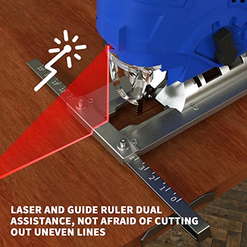 800W 230V Electric Jigsaw, 6 Speeds, Laser Guide, LED Light, Electric Saw to Cut Wood Wood Cutter Jigsaw, Quick Tool Free Blade Change, 100mm Wood Cutting, 10mm Steel Cutting, 30mm Plastic Cutting 4 800W 230V Electric Jigsaw, 6 Speeds, Laser Guide, LED Light, Electric Saw to Cut Wood Wood Cutter Jigsaw, Quick Tool Free Blade Change, 100mm Wood Cutting, 10mm Steel Cutting, 30mm Plastic Cutting - Image 4