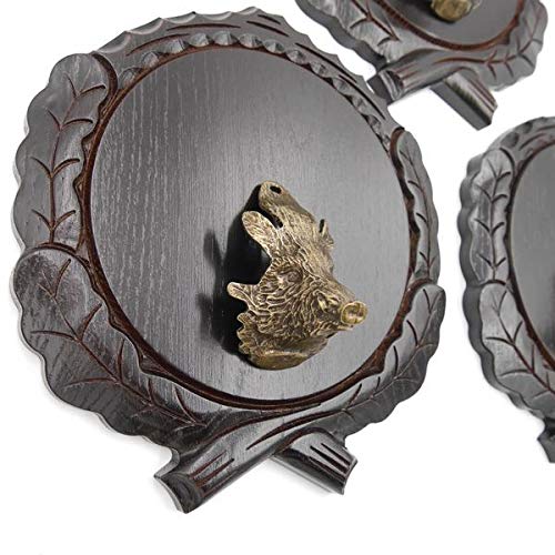 GTK - Juego de 3 placas de cuña talladas oscuras AF 19 cm con 3 piezas de cabeza de cuña grande para portada, tabla de cuñas, cartel para trofeos