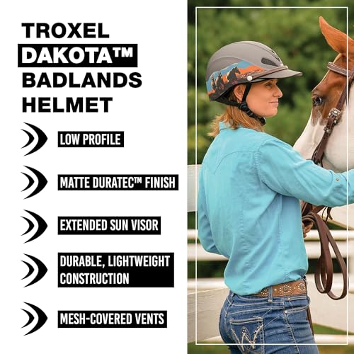 Troxel Dakota Trail Horse Riding Helmet, Low-Profile Light Adjustable Design, Safety Horseback Riding Gear, Medium (7 - 7-1/4), Badlands by Troxel - Image 2