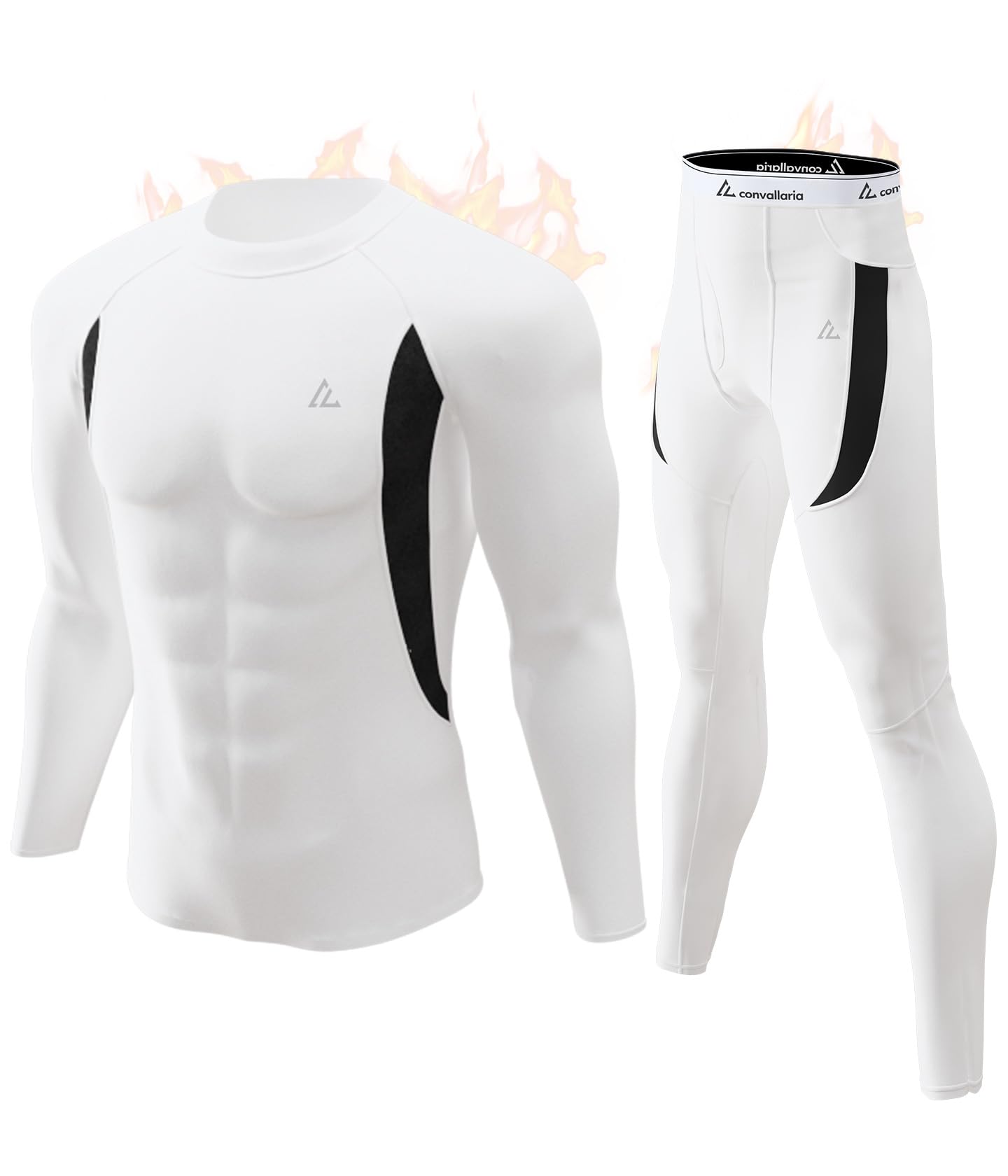 CL convallaria Mens Thermal Underwear Set with Fly, Long Johns Base Layer Winter Hunting Gear Sport Top and Bottom XS-4XL