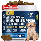 Dogs Allergy & Itch Relief Chews, Dog Probiotics for Itchy Skin and Itchy Ear, Dog Allergy Supplement for Paw Licking, Pet Itching Skin Relief with Colostrum, Fish Oil, Probiotic to Boost Immune 120ct