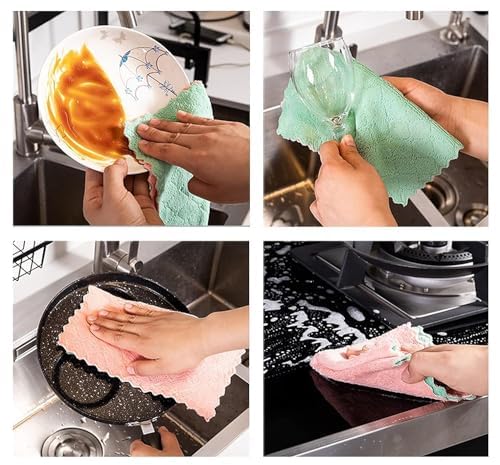 Image of Microfiber Cleaning Cloths| Highly Absorbent, Lint and Streak Free, Multi -Purpose Wash Cloth for Kitchen, Car, Window, Stainless Steel, Silverware (Pack of 15, Multicolor)