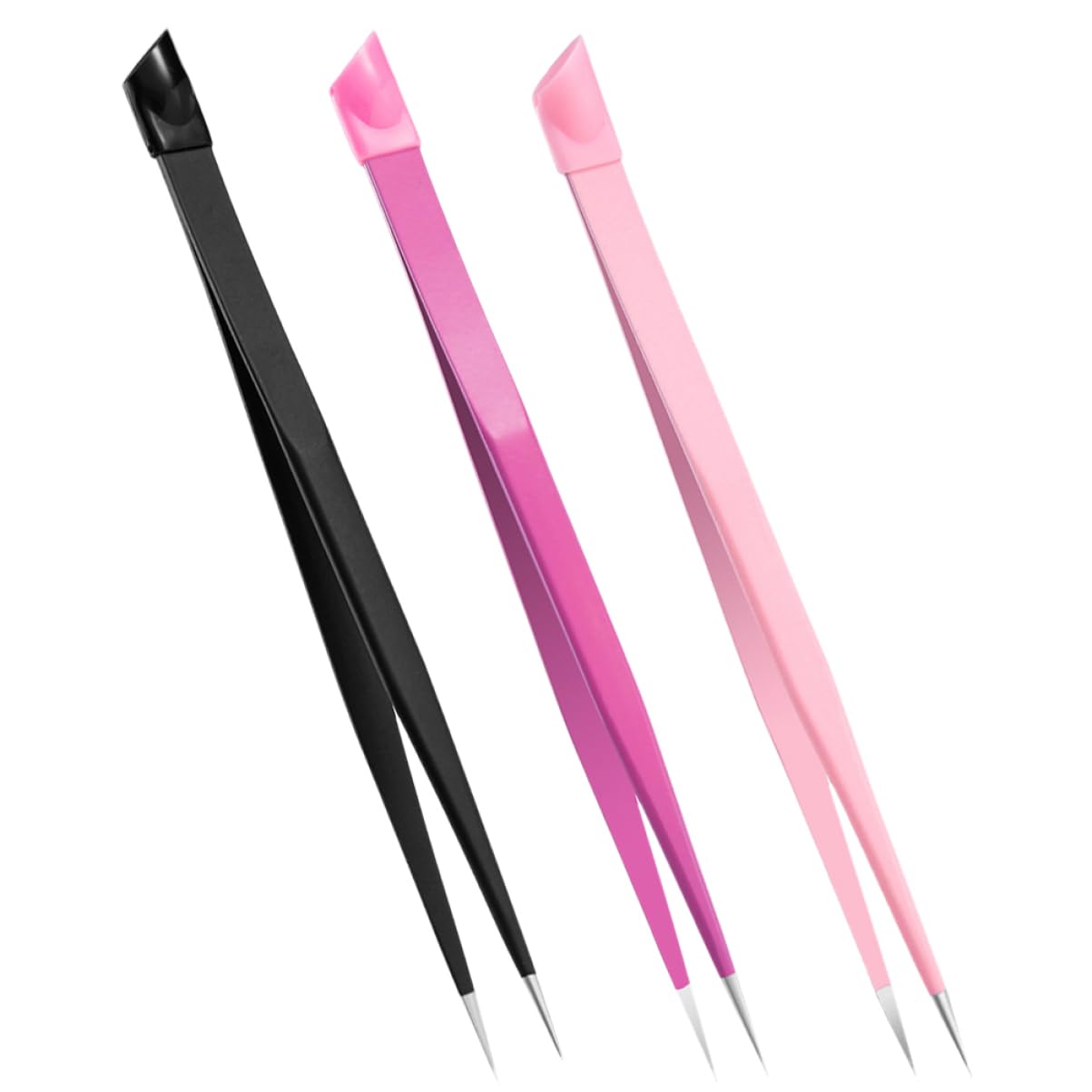 FRCOLOR 5 Set Pinzette Doppio Estremità Per Nail Art E Estensioni Design Inossidabile Pressione Per Adesivi Per Donne E Professionisti 3 Pezzi*5