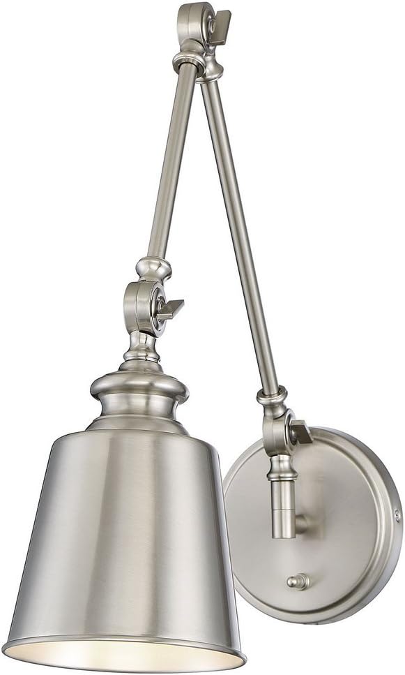 TW90033BN 1-Light Transitional Swing Arm Wall Lamp (Set of 2), 100 Watts, in Brushed Nickel