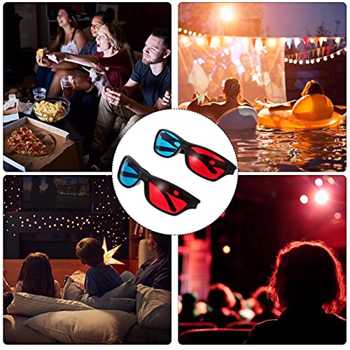 EXCEART Óculos 3D dimensionais para TV e filme, 10 unidades, armação preta, vermelho, azul, tamanho