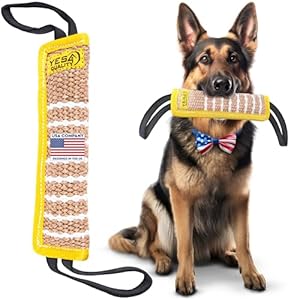 Dog Bite Tug Toy 12 x 3.2 Inches – Durable Pull Toy with 2 Soft & Strong Handles – Tough Jute Bite Pillow for Medium to Large Dogs – Ideal for Tug of War, Fetch, K9, Puppy Training & Interactive Play