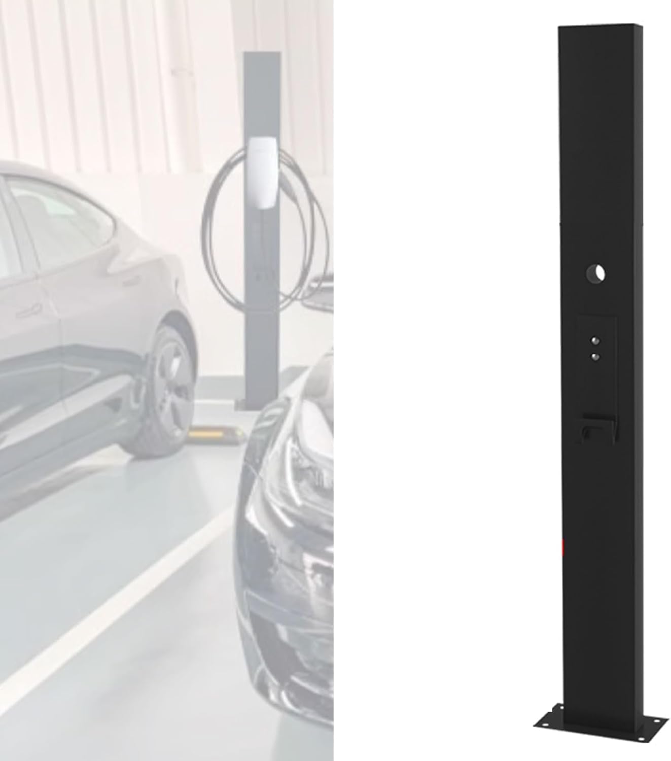 Outdoor EV Charger Pedestal - Stainless Steel Freestanding Electric Vehicle Charging Station Stand, Durable Connector for Electric Car Charging Solutions