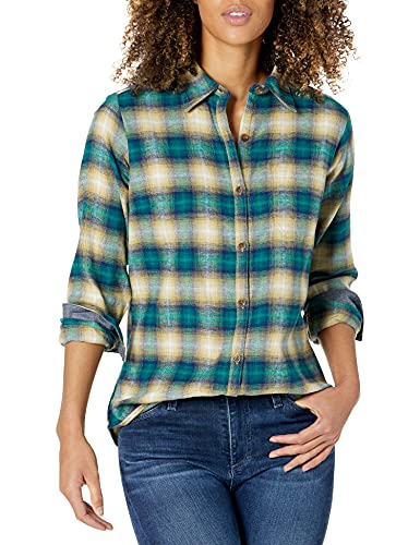 Dickies womens Dickies Women's Plus Long Sleeve Plaid Flannel Shirt, Ombre Khaki Green Plaid, 3X US