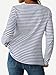 LilyCoco Womens Striped Long Sleeve Shirt Boat Neck Tops Breton Loose Fit Tshirt Black White Small