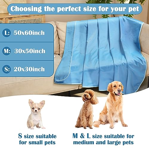 Pawsee wasserdichte Kühldecke Hunde Katze, Waschbar Hundedecke Kühlend, wasserdichte Hunde Kühlmatte für Sofa Bett Outdoor, Verwendbarer Überwurf Couchbezug Möbelschutz, 75 x 50 cm, Blau