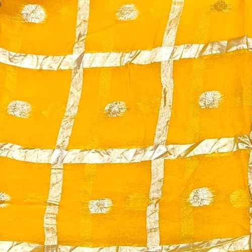 Image of Women's Pure Viscose Georgette Checks Zari Fabric Jaipuri Saree with Matching Blouse