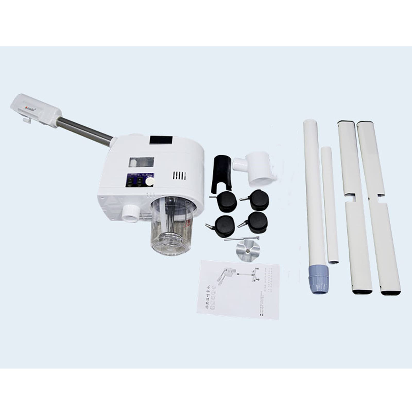 Vaporizador facial de ozono, limpiador de poros, vapor, máquina de spa, dispositivo de vapor, diseño retráctil, 4 rollos, sauna facial con función de protección contra incendios secos