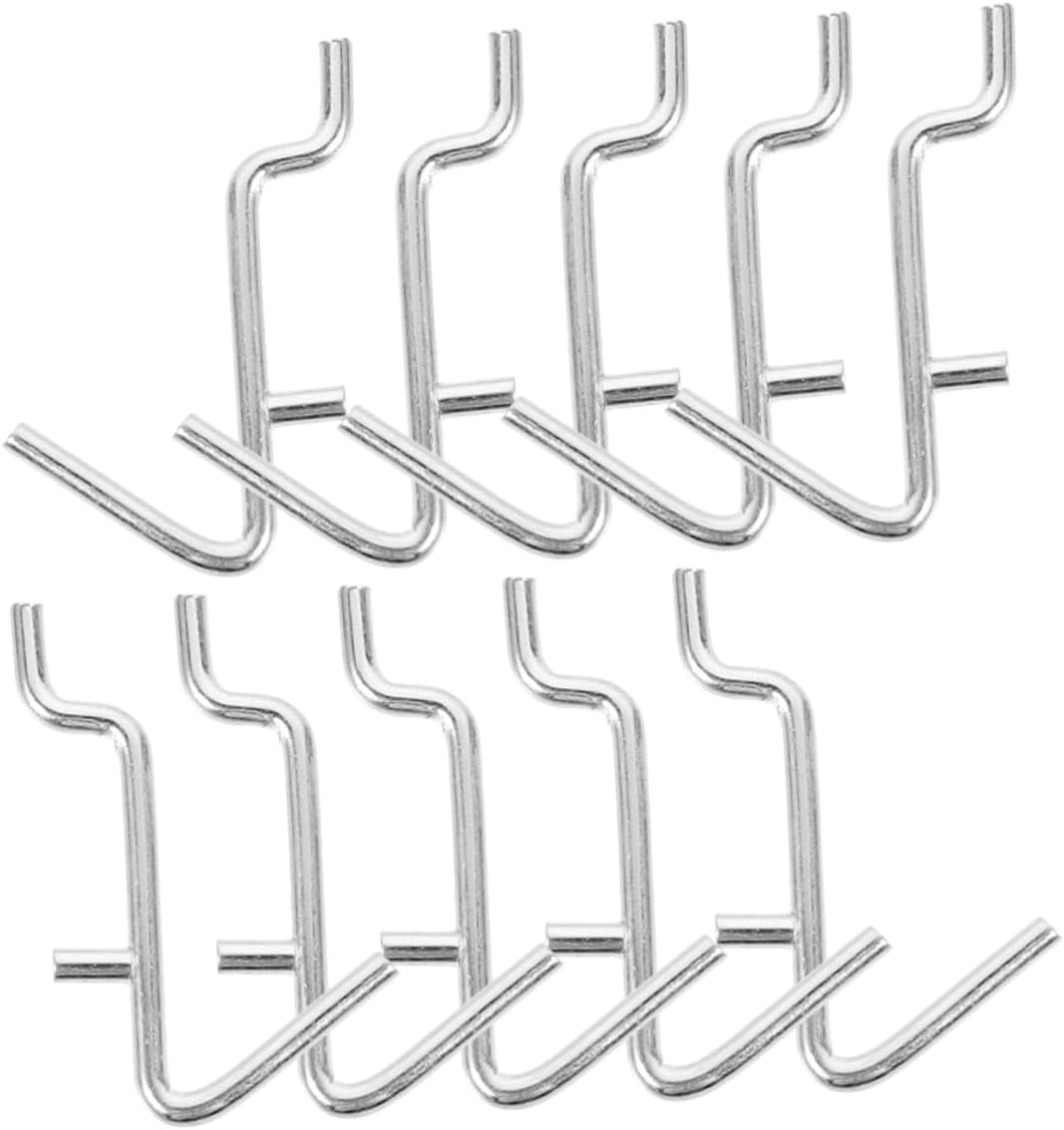 10pcs Shape Stainless Steel Pegboard Hooks Utility Hangers for Tools Accessories for Workbench and Garage Storage