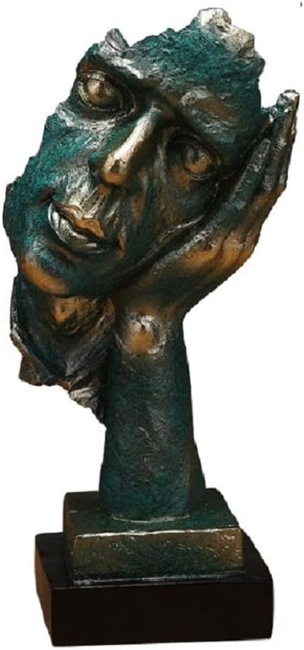 Creative Abstract The Thinker Statue, Hand & Face Statues and Sculptures for Home & Office Desk Decor 12" inches Hight Green (No Hear)
