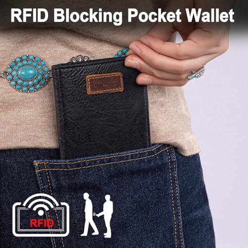Image of Montana West X Wrangler Small Wallet Woman Black Minimalist Wallets for Ladies Female with Rfid Lining and A Coin Purse