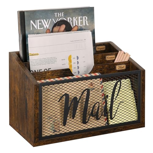 YINMIT Mail Organizer Countertop, Mail Holder, Mail Sorter for Desk, Desktop Mail Basket, Mail...
