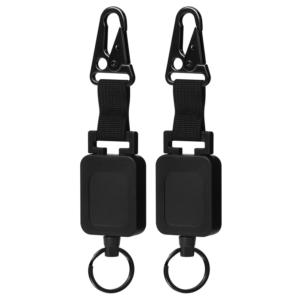 CTRLZS Easy Pull Back Clip Retractable Carabiner Keychain Ring Extendable Outdoor Reels