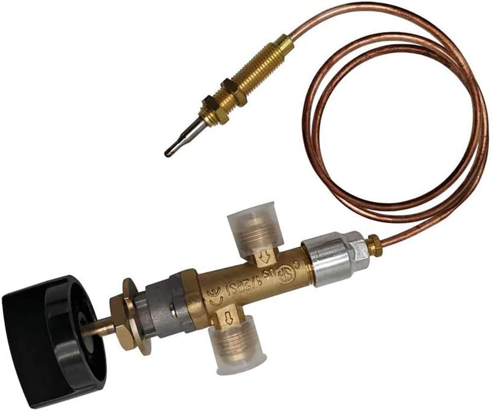 Low Pressure LPG Propane Gas Fireplace Fire Pit Flame Failure Safety Control Valve Kit （Low Pressure Propane Valve with 3/8" Flare Inlet & Outlet）, Suitable for Gas Grill, Heater, Fire Pit