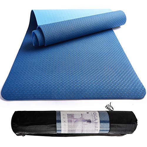 Yoga Matt Non Slip Yoga Mat,TPE Environmentally Friendly Fitness Mat with Good Rebound and Tear Resistance for Yoga,Pilates and Floor Exercises,Free Strap Bag and Resistance Band (72x24 Inch)