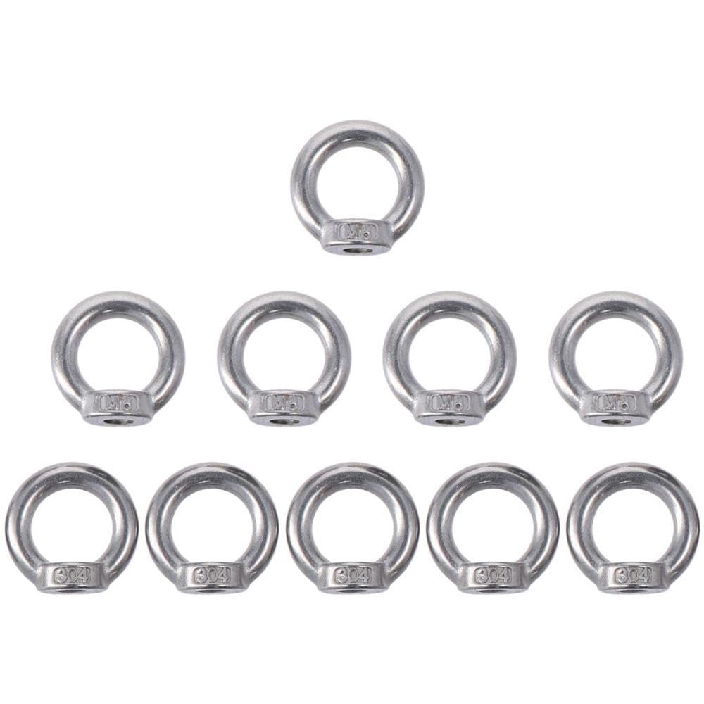 10Pcs Stainless Steel Lifting Eye Nut with Threaded Ring Shape M8 Eyebolt Ring - Image 3