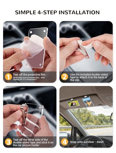 4 Pack Car Picture Holder, Clear Acrylic Magnetic Car Photo Holder, Horizontal & Vertical Photo Car Visor Photo Clip, Personalized Car Picture Frame, Suitable for Adding Family, Personal or Pets Photos - Image 6