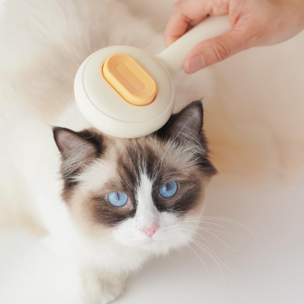 Cepillo de aseo para mascotas para gatos y perros, cepillos para gatos de interior, cepillos de aseo con función de masaje para pelo corto y largo, elimina el pelo suelto y la capa inferior, cepillo