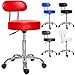 KESSER® Rollhocker I höhenverstellbar I Lederimitat Arbeitshocker Drehhocker Hocker Kosmetikhocker Praxishocker I 360° drehbar I 10 cm Polsterfläche I Dicke Polsterung (Rot mit Lehne)