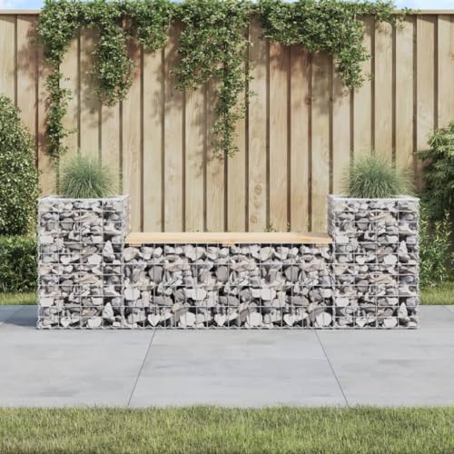 Myheimly Gabionenwand Gartenbank, Sitzbank Bank Gabionen, Gabionenbank für Garten Terrasse, Steinkorb Drahtkorb Parkbank Gartenmöbel, Massivholz Kiefer Natürliche Kiefer,183 x 41 x 60,5 cm Myheimly Gabionenwand Gartenbank, Sitzbank Bank Gabionen, Gabionenbank für Garten Terrasse, Steinkorb Drahtkorb Parkbank Gartenmöbel, Massivholz Kiefer Natürliche Kiefer,183 x 41 x 60,5 cm
